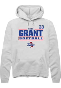 Riley Grant Rally Mens White Tulsa Golden Hurricane NIL Stacked Box Hooded Sweatshirt