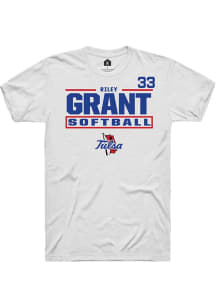 Riley Grant White Tulsa Golden Hurricane NIL Stacked Box Short Sleeve T Shirt