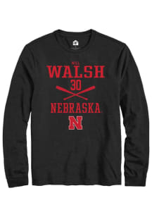 Will Walsh Rally Mens Black Nebraska Cornhuskers NIL Sport Icon Tee
