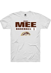 Grady Mee White Western Michigan Broncos NIL Stacked Box Short Sleeve T Shirt