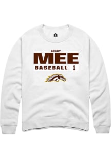 Grady Mee Rally Mens White Western Michigan Broncos NIL Stacked Box Crew Sweatshirt