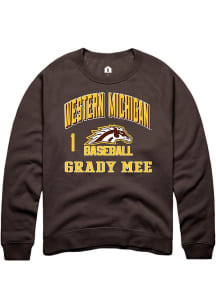 Grady Mee Rally Mens Brown Western Michigan Broncos NIL Arch Logo Crew Sweatshirt