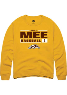 Grady Mee Rally Mens Gold Western Michigan Broncos NIL Stacked Box Crew Sweatshirt