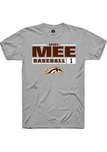 Grady Mee Grey Western Michigan Broncos NIL Stacked Box Short Sleeve T Shirt