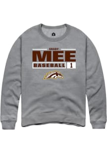 Grady Mee Rally Mens Grey Western Michigan Broncos NIL Stacked Box Crew Sweatshirt