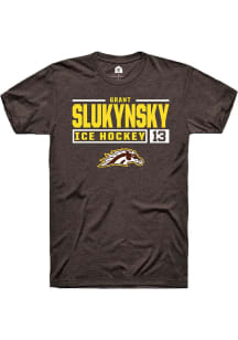 Grant Slukynsky Brown Western Michigan Broncos NIL Stacked Box Short Sleeve T Shirt