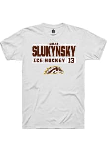 Grant Slukynsky White Western Michigan Broncos NIL Stacked Box Short Sleeve T Shirt