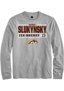 Grant Slukynsky Rally Mens Grey Western Michigan Broncos NIL Stacked Box Tee