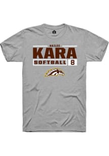 Hailee Kara Grey Western Michigan Broncos NIL Stacked Box Short Sleeve T Shirt