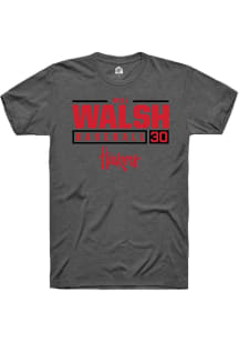 Will Walsh Dark Grey Nebraska Cornhuskers NIL Stacked Box Short Sleeve T Shirt