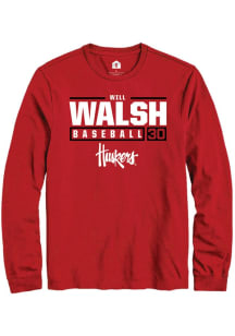 Will Walsh Rally Mens Red Nebraska Cornhuskers NIL Stacked Box Tee