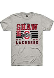 Dominic Shaw Ash Ohio State Buckeyes NIL Striped Short Sleeve T Shirt