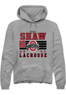 Dominic Shaw Rally Mens Grey Ohio State Buckeyes NIL Striped Hooded Sweatshirt