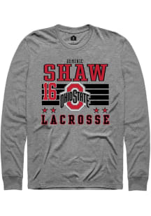 Dominic Shaw Rally Mens Grey Ohio State Buckeyes NIL Striped Tee