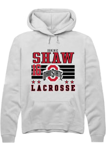 Dominic Shaw Rally Mens White Ohio State Buckeyes NIL Striped Hooded Sweatshirt
