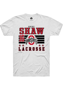 Dominic Shaw White Ohio State Buckeyes NIL Striped Short Sleeve T Shirt