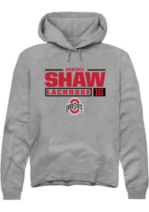 Dominic Shaw Rally Mens Graphite Ohio State Buckeyes NIL Stacked Box Hooded Sweatshirt
