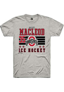 Hailey MacLeod Ash Ohio State Buckeyes NIL Striped Short Sleeve T Shirt