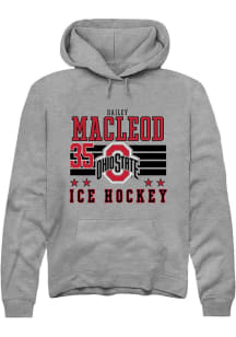 Hailey MacLeod Rally Mens Grey Ohio State Buckeyes NIL Striped Hooded Sweatshirt