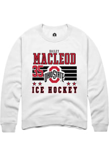 Hailey MacLeod Rally Mens White Ohio State Buckeyes NIL Striped Crew Sweatshirt