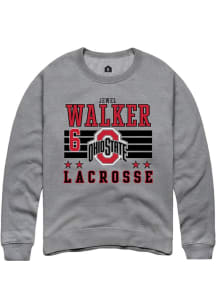 Jewel Walker Rally Mens Grey Ohio State Buckeyes NIL Striped Crew Sweatshirt