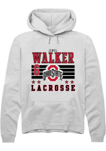 Jewel Walker Rally Mens White Ohio State Buckeyes NIL Striped Hooded Sweatshirt