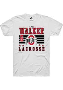 Jewel Walker White Ohio State Buckeyes NIL Striped Short Sleeve T Shirt