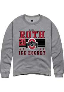 Maria Roth Rally Mens Grey Ohio State Buckeyes NIL Striped Crew Sweatshirt