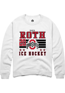 Maria Roth Rally Mens White Ohio State Buckeyes NIL Striped Crew Sweatshirt