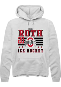 Maria Roth Rally Mens White Ohio State Buckeyes NIL Striped Hooded Sweatshirt