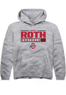 Maria Roth Rally Youth Grey Ohio State Buckeyes NIL Stacked Box Long Sleeve Hooded Sweatshirt