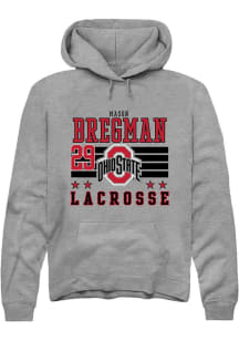 Mason Bregman Rally Mens Grey Ohio State Buckeyes NIL Striped Hooded Sweatshirt