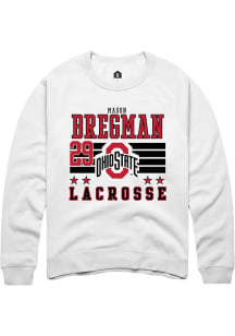 Mason Bregman Rally Mens White Ohio State Buckeyes NIL Striped Crew Sweatshirt
