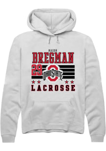 Mason Bregman Rally Mens White Ohio State Buckeyes NIL Striped Hooded Sweatshirt