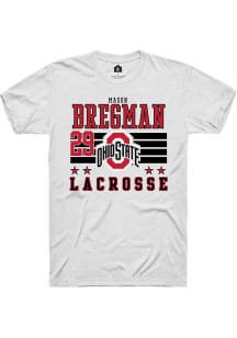 Mason Bregman White Ohio State Buckeyes NIL Striped Short Sleeve T Shirt