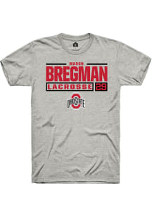 Mason Bregman Ash Ohio State Buckeyes NIL Stacked Box Short Sleeve T Shirt