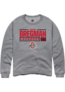 Mason Bregman Rally Mens Graphite Ohio State Buckeyes NIL Stacked Box Crew Sweatshirt