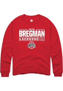 Mason Bregman Rally Mens Red Ohio State Buckeyes NIL Stacked Box Crew Sweatshirt