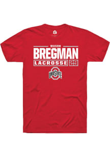 Mason Bregman Red Ohio State Buckeyes NIL Stacked Box Short Sleeve T Shirt