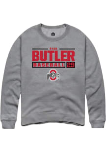 Ryan Butler Rally Mens Graphite Ohio State Buckeyes NIL Stacked Box Crew Sweatshirt