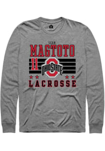 Sean Magtoto Rally Mens Grey Ohio State Buckeyes NIL Striped Tee