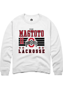 Sean Magtoto Rally Mens White Ohio State Buckeyes NIL Striped Crew Sweatshirt
