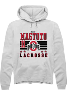 Sean Magtoto Rally Mens White Ohio State Buckeyes NIL Striped Hooded Sweatshirt