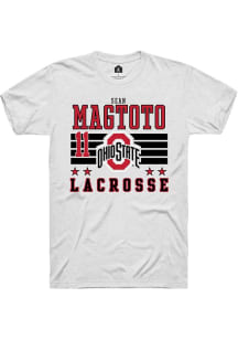 Sean Magtoto White Ohio State Buckeyes NIL Striped Short Sleeve T Shirt