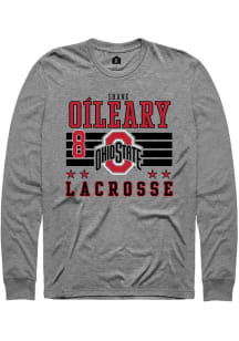 Shane O’Leary Rally Mens Grey Ohio State Buckeyes NIL Striped Tee