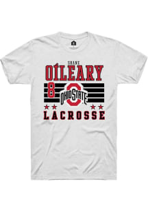 Shane O’Leary White Ohio State Buckeyes NIL Striped Short Sleeve T Shirt