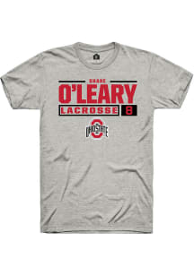 Shane O’Leary Ash Ohio State Buckeyes NIL Stacked Box Short Sleeve T Shirt