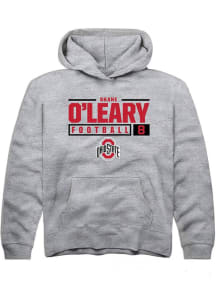 Shane O’Leary Rally Youth Grey Ohio State Buckeyes NIL Stacked Box Long Sleeve Hooded Sweatshirt