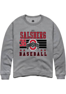 Zev Salsberg Rally Mens Grey Ohio State Buckeyes NIL Striped Crew Sweatshirt