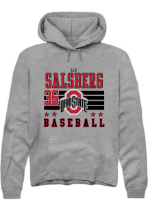 Zev Salsberg Rally Mens Grey Ohio State Buckeyes NIL Striped Hooded Sweatshirt